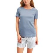 Calida Striped Dreams Short Pyjama Blå bomull X-Small Dame