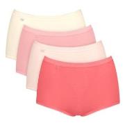Sloggi Truser 4P Basic Plus Maxi Panty Rød/Rosa bomull 40 Dame