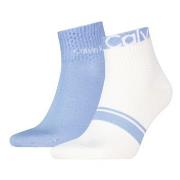 Calvin Klein Strømper 2P Cotton Logo Stripe Ankle Socks Lysblå One Siz...