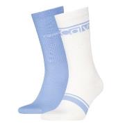 Calvin Klein Strømper 2P Cotton Logo Stripe Crew Socks Lysblå One Size...