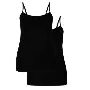 Bamboo basics 2P Vera Knitted Spaghetti Top Svart Small Dame