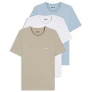 BOSS 3P Classic Crew Neck T Shirt Hvit/Lysblå bomull X-Large Herre
