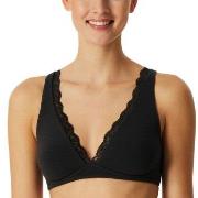 Schiesser BH Unique Cotton Soft Bra With Lace Svart bomull B 80 Dame
