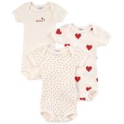 Petit Bateau 3-pakning Heart Print Baby Bodyer Rosa | Hvit | 18 months