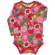 Småfolk Mønstret Baby Body Med Blomster Og Jordbær Rosa | Rosa | 56 cm