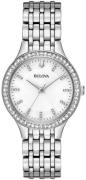 Bulova Dameklokke 96X146 Crystal Hvit/Stål Ø32 mm