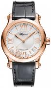 Chopard Dameklokke 274808-5001 Happy Sport Sølvfarget/Lær Ø36 mm