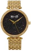 So & Co New York Dameklokke 5080.3 SoHo Krystallsmykket/Gulltonet