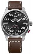 Glycine Herreklokke GL0366 Airpilot Dual Time Sort/Lær Ø44 mm