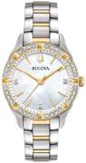 Bulova Dameklokke 98R263 Diamond Hvit/Gulltonet stål Ø32 mm