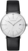 Junghans Dameklokke 47/4251.02 Max Bill Sølvfarget/Lær Ø32 mm