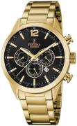 Festina Herreklokke F20633-3 Timeless Sort/Gulltonet stål Ø43.5 mm