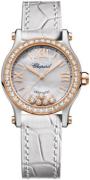 Chopard Dameklokke 278573-6020 Happy Sport Hvit/Lær Ø30 mm