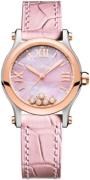 Chopard Dameklokke 278573-6011 Happy Sport Rosa/Lær Ø30 mm