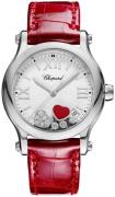 Chopard Dameklokke 278582-3005 Happy Sport Sølvfarget/Lær Ø36 mm