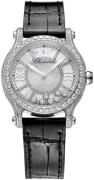 Chopard Dameklokke 274891-1008 Happy Sport Sølvfarget/Lær Ø36 mm