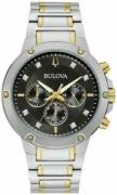 Bulova Herreklokke 98D159 Diamond Sort/Gulltonet stål Ø42 mm