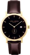 Lars Larsen Herreklokke 131-Gold/Brown Sebastian Sort/Lær Ø42 mm