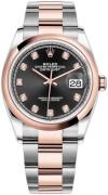 Rolex Dameklokke 126201-0020 Datejust 36 Sort/18 karat rosé gull