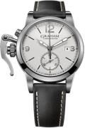 Graham Chronofighter Herreklokke 2CXAS.S02A Sølvfarget/Lær Ø42 mm