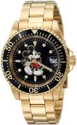 Invicta Disney Herreklokke 25107 Sort/Gulltonet stål Ø40 mm