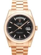 Rolex Herreklokke 118205F-0002 Day-Date 36 Sort/18 karat rosé gull