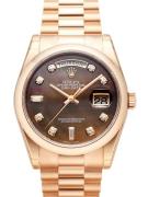 Rolex Herreklokke 118205F-0005 Day-Date 36 Sort/18 karat rosé gull