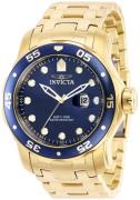 Invicta Herreklokke 39086 Pro Diver Blå/Gulltonet stål Ø48 mm