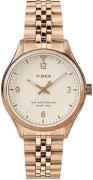 Timex Dameklokke TW2T36500 Beige/Rose-gulltonet stål Ø34 mm