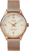 Timex Dameklokke TW2T36200 Beige/Rose-gulltonet stål Ø33 mm