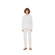 Hvit Fannie Half-Zip Bluse