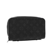 Pre-owned Brunt lerret Louis Vuitton lommebok