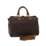 Pre-owned Brunt lerret Louis Vuitton Speedy