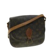 Pre-owned Brunt lerret Louis Vuitton skuldervesker