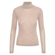 Elegant Wool Rollneck Genser - Sand Melange