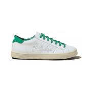 Hvite skinn sneakers med grønne kontraster