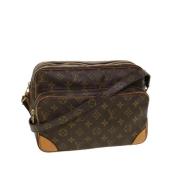 Pre-owned Brunt lerret Louis Vuitton skuldervesker