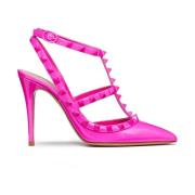 Fuchsia Rockstud Ankelstropp Pumps