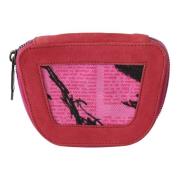 Pinko Pink Suede Printed Coin Holders Women Fabric Zippered Purse