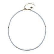 Stone Bead Necklace 4 MM 501 Blue 40 CM