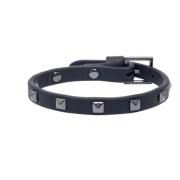 Leather Stud Bracelet Mini Black W/Gun