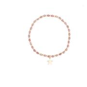 Stone Bead Bracelet 3 MM W/Gold Beads Dusty Rose