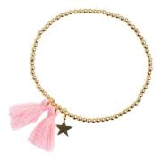 Metal Bead Bracelet W/Tassel Pale Pink