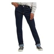 Mørkeblå Lee Dame Marion Classic Straight Jeans