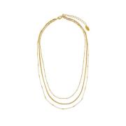 Satellite Link Chain 3-Row Necklace - Pale Gold