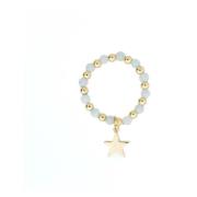 Stone Bead Ring 3 MM W/Star Aquamarine