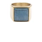 Signet Ring Gold W/Blue Angelite