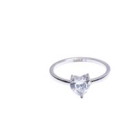 Heart Crystal Ring Silver