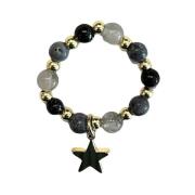 Stone Bead Ring 4 MM W/Star Charm Blue MIX