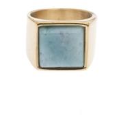 Signet Ring Gold W/Aquamarine